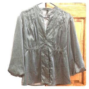 Polka Dot Satin Button Down Blouse